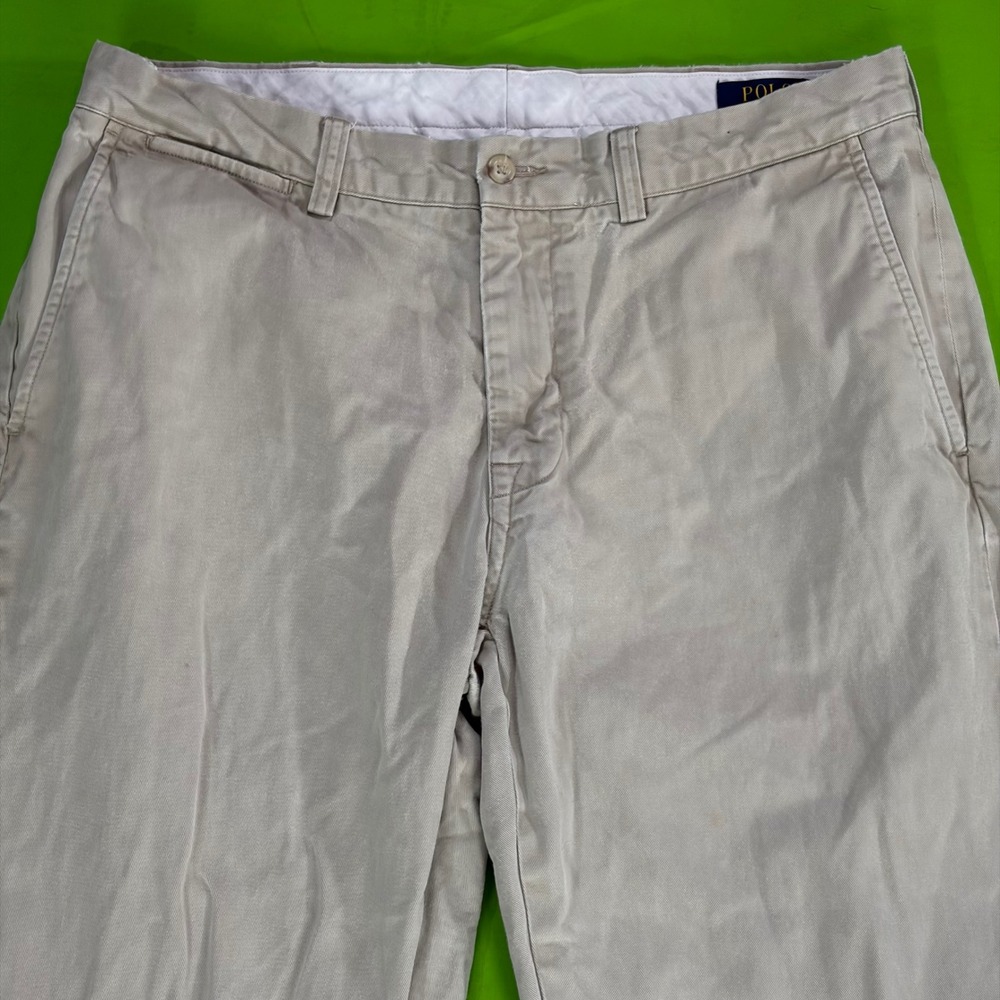Polo Ralph Lauren Chino Pants Mens 36/34 Tan 100% Cotton Classic Fit Flat Front